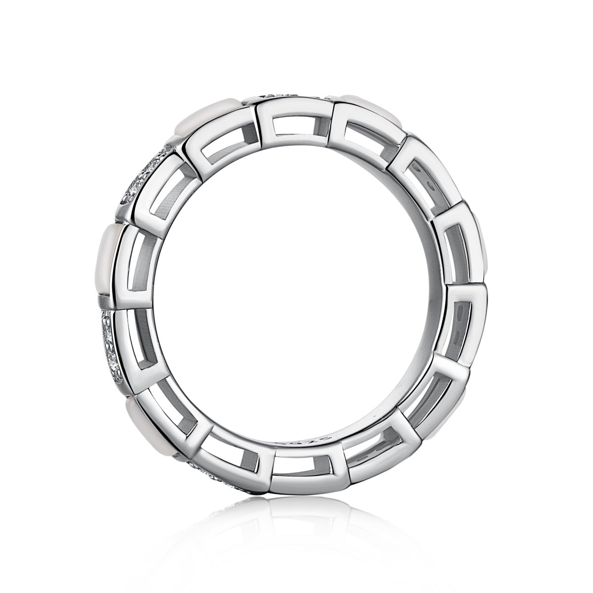 SILVER MOTHER OF PEARL BAND RING - BRILLI GOLDINI