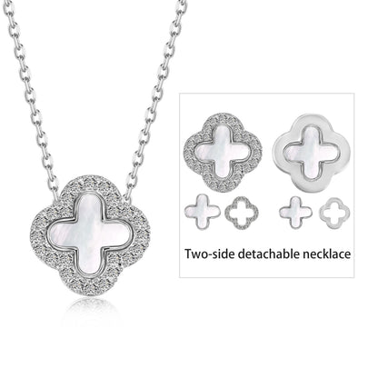 SILVER TWO-SIDED CLOVER NECKLACE - BRILLI GOLDINI